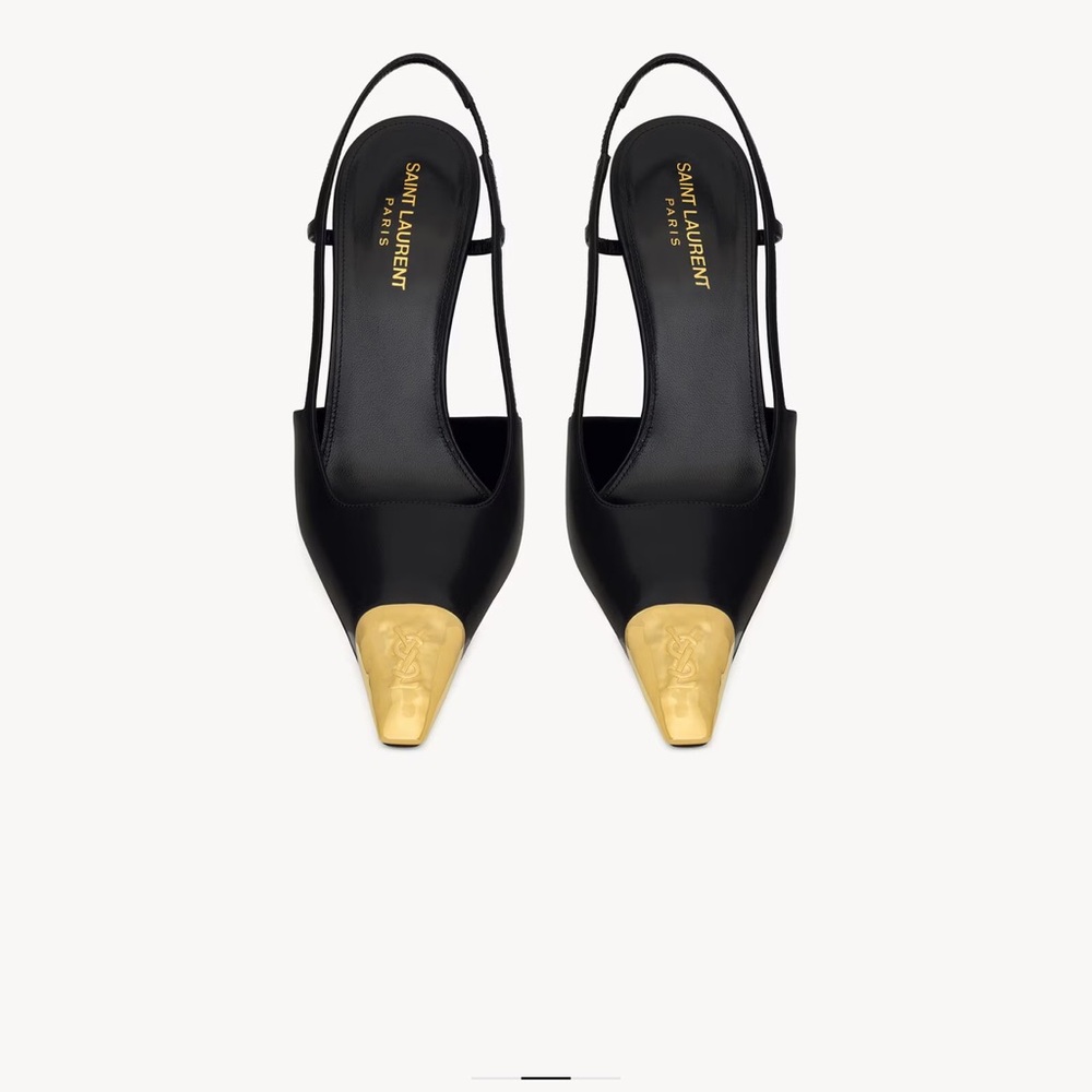 JEANNE SLINGBACK PUMPS IN SMOOTH LEATHER
BLACK AND GOLD